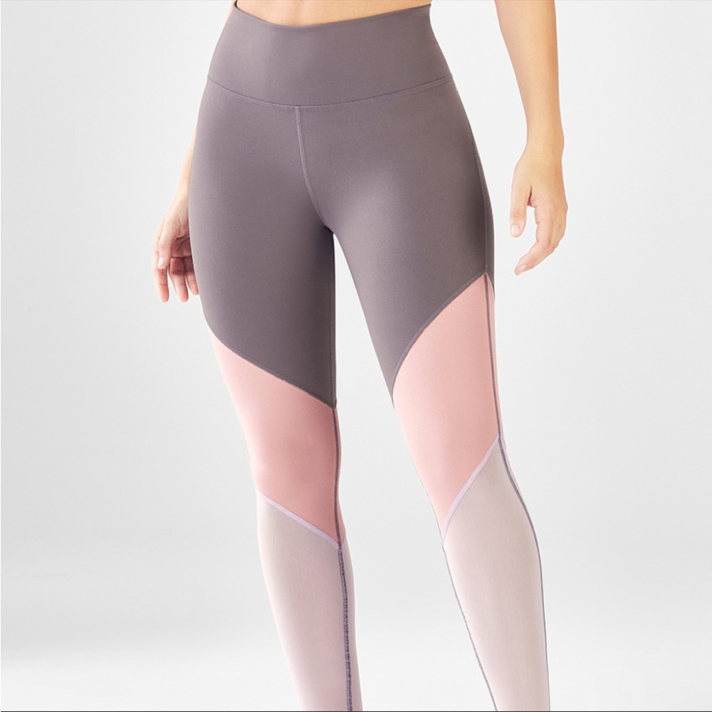 Fabletics exercise leggings size small - grey and pink, cozy, soft, stretchy